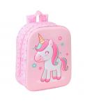 Safta Unicorn Mochila Guarderia 3D de 6L - Asa de Mano Superior - Asas Regulables y Acolchadas - Cierre de Cremallera - 22x27x10