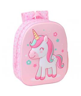 Safta Unicorn Mochila 3D de 8.64L - Portabotellas - Tarjeta de Identificacion Personal - Hombreras Acolchadas - 27x33x10cm - Col