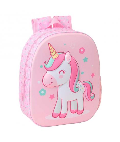 Safta Unicorn Mochila 3D de 8.64L - Portabotellas - Tarjeta de Identificacion Personal - Hombreras Acolchadas - 27x33x10cm - Col