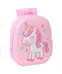 Safta Unicorn Mochila 3D de 8.64L - Portabotellas - Tarjeta de Identificacion Personal - Hombreras Acolchadas - 27x33x10cm - Col