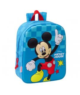 Safta Mickey Mouse Mochila Guarderia 3D de 6L - Asa de Mano Superior - Asas Regulables y Acolchadas - Cierre de Cremallera - 22x