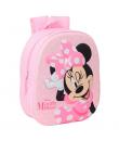 Safta Minnie Mouse Mochila 3D de 8.64L - Portabotellas - Tarjeta de Identificacion Personal - Hombreras Acolchadas - 27x33x10cm 