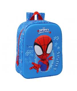 Safta Spidey Mochila Guarderia 3D de 6L - Asa de Mano Superior - Asas Regulables y Acolchadas - Cierre de Cremallera - 22x27x10c