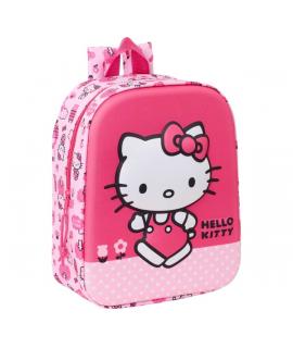 Safta Hello Kitty Mochila Guarderia 3D de 6L - Asa de Mano Superior - Asas Regulables y Acolchadas - Cierre de Cremallera - 22x2
