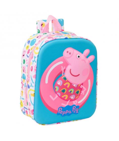 Safta Peppa Pig Mochila Guarderia 3D de 6L - Asa de Mano Superior - Asas Regulables y Acolchadas - Cierre de Cremallera - 22x27x