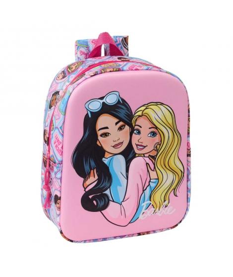 Safta Barbie Mochila Guarderia 3D de 6L - Asa de Mano Superior - Asas Regulables y Acolchadas - Cierre de Cremallera - 22x27x10c