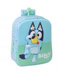 Safta Bluey Mochila Guarderia 3D de 6L - Asa de Mano Superior - Asas Regulables y Acolchadas - Cierre de Cremallera - 22x27x10cm