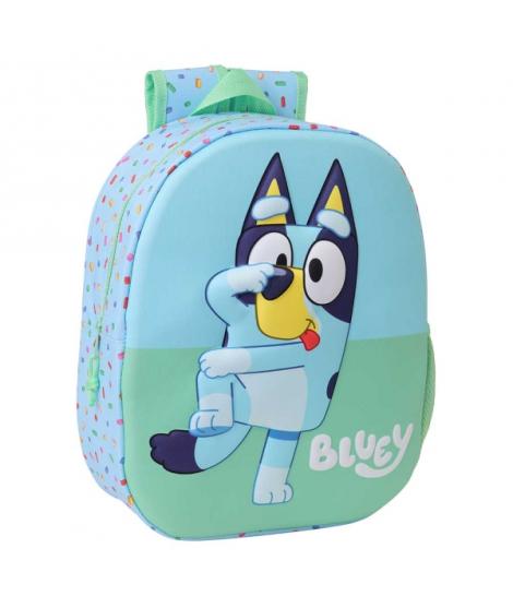 Safta Bluey Mochila 3D de 8.64L - Portabotellas - Tarjeta de Identificacion Personal - Hombreras Acolchadas - 27x33x10cm - Color