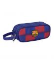 Safta F.C.Barcelona Estuche Portatodo de 1.25L - 3 Compartimentos - Asa de Mano - Cierre de Cremallera - 21x8.5x7cm - Color Rojo