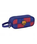 Safta F.C.Barcelona Estuche Portatodo de 1.25L - 3 Compartimentos - Asa de Mano - Cierre de Cremallera - 21x8.5x7cm - Color Rojo
