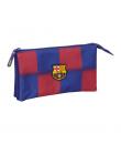 Safta F.C.Barcelona Estuche Portatodo de 0.6L - 3 Compartimentos - Cierre de Cremallera Central - 22x12x3cm - Color Rojo y Azul