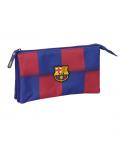 Safta F.C.Barcelona Estuche Portatodo de 0.6L - 3 Compartimentos - Cierre de Cremallera Central - 22x12x3cm - Color Rojo y Azul