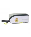 Safta Real Madrid Estuche Portatodo de 2.2L - Asa de Mano - Cremallera Diagonal - 20x8x8cm - Color Blanco y Negro