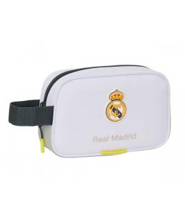 Safta Real Madrid Neceser de 2L Portatodo - Asa de Mano - Cierre de Cremallera - 22x13.5x8cm - Color Blanco y Negro