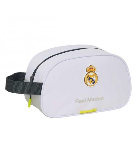 Safta Real Madrid Neceser de 5L Portatodo - Adaptable a Carro - Asa de Mano - Cierre de Cremallera - 26x15x12cm - Color Blanco y