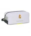 Safta Real Madrid Zapatillero de 9L - Asa de Mano - Cierre de Cremallera - 34x15x18cm - Color Blanco y Negro