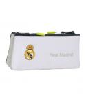 Safta Real Madrid Portatodo de 2L - 2 Compartimentos - Cierre de Cremallera - 22x10x8cm - Color Blanco y Negro