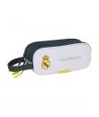 Safta Real Madrid Estuche Portatodo de 1.25L - 3 Compartimentos - Asa de Mano - Cierre de Cremallera - 21x8.5x7cm - Color Blanco