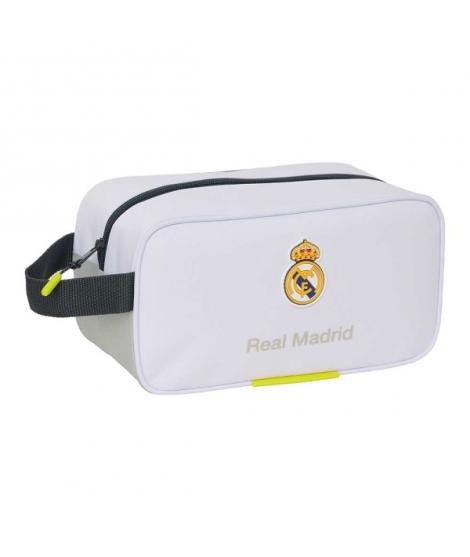 Safta Real Madrid Zapatillero de 6L - Asa de Mano - Cierre de Cremallera - 29x15x14cm - Color Blanco y Negro