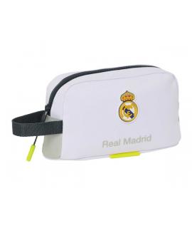 Safta Real Madrid Bolsa Isotermica Porta Alimentos de 1.7L - Asa de Mano - Cierre de Cremallera - 21.5x12x6.5cm - Color Blanco y