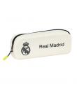 Safta Real Madrid Estuche Portatodo de 0.6L - 1 Compartimento - Silicona - Cierre con Cremallera - 18.5x7.5x5.5cm - Color Blanco