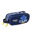 Safta Sonic Estuche Portatodo 3D - 2 Compartimentos - Cierre de Cremallera - Asa de Mano - 21x8x6cm - Color Azul Marino
