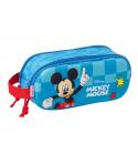 Safta Mickey Mouse Estuche Portatodo 3D de 1L - 2 Compartimentos - Cierre de Cremallera - Asa de Mano - 21x8x6cm - Color Rojo y 