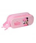 Safta Minnie Mouse Estuche Portatodo 3D de 1L - 2 Compartimentos - Cierre de Cremallera - Asa de Mano - 21x8x6cm - Color Rosa Pa