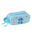 Safta Stitch Estuche Portatodo 3D de 1L - 2 Compartimentos - Cierre de Cremallera - Asa de Mano - 21x8x6cm - Color Azul Claro