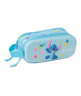 Safta Stitch Estuche Portatodo 3D de 1L - 2 Compartimentos - Cierre de Cremallera - Asa de Mano - 21x8x6cm - Color Azul Claro