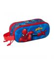 Safta Spider-Man Estuche Portatodo 3D de 1L - 2 Compartimentos - Cierre de Cremallera - Asa de Mano - 21x8x6cm - Color Rojo y Az