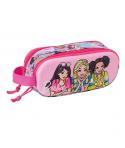 Safta Barbie Estuche Portatodo 3D de 1L - 2 Compartimentos - Cierre de Cremallera - Asa de Mano - 21x8x6cm - Color Rosa