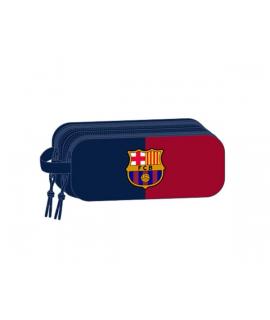 Safta F.C.Barcelona Estuche Portatodo 3D de 1L - 2 Compartimentos - Cierre de Cremallera - Asa de Mano - 21x8x6cm - Color Rojo y