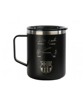 Safta F.C.Barcelona Taza Acero Inoxidable 400mL - Doble Pared - Base de Silicona - Acero Inoxidable - Tapa y Asa - 12H Caliente 