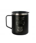 Safta F.C.Barcelona Taza Acero Inoxidable 400mL - Doble Pared - Base de Silicona - Acero Inoxidable - Tapa y Asa - 12H Caliente 