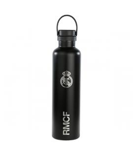 Safta Real Madrid Botella Reutilizable 1L - Doble Pared - Base de Silicona - Acero Inoxidable - Tapon a Rosca con Asa - 12H Cali