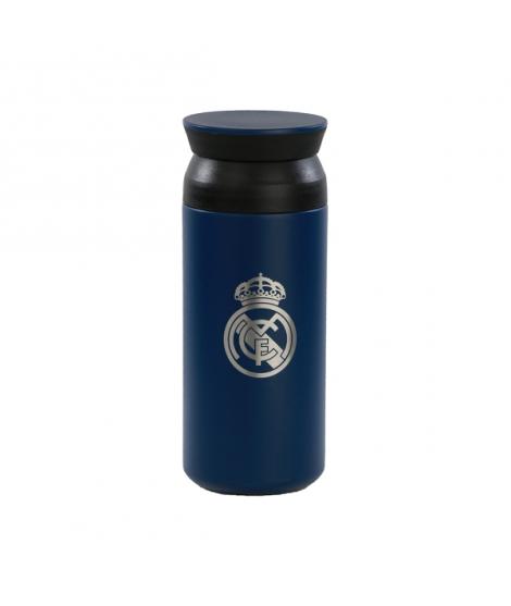 Safta Real Madrid Vaso de Acero Inoxidable 350mL - Doble Pared - Base de Silicona - Acero Inoxidable - Tapa - 12H Caliente / 24H