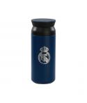 Safta Real Madrid Vaso de Acero Inoxidable 350mL - Doble Pared - Base de Silicona - Acero Inoxidable - Tapa - 12H Caliente / 24H