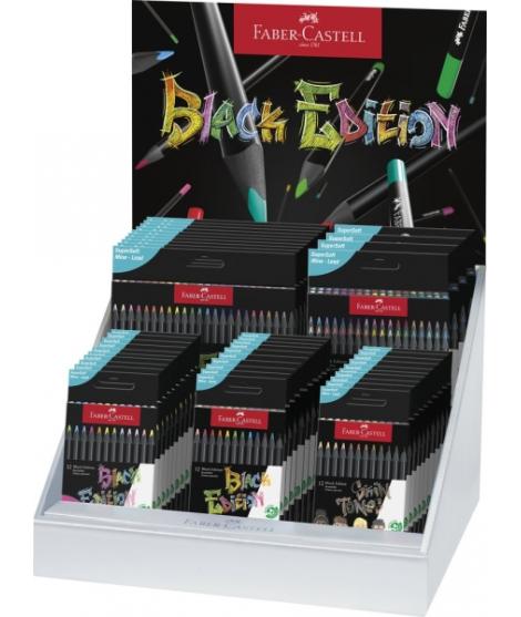 Faber-Castell Black Edition Expositor con 44 Estuches Surtidos de Lapices de Colores - Mina Supersuave - Madera Negra - Ideales 