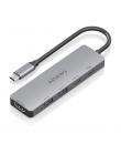 Aisens USB-C Dock 5 en 1 - USB-C a 1xHDMI - 2xUSB-A - 1xUSB-C - 1xUSB-C PD 100W - 15cm - Color Gris
