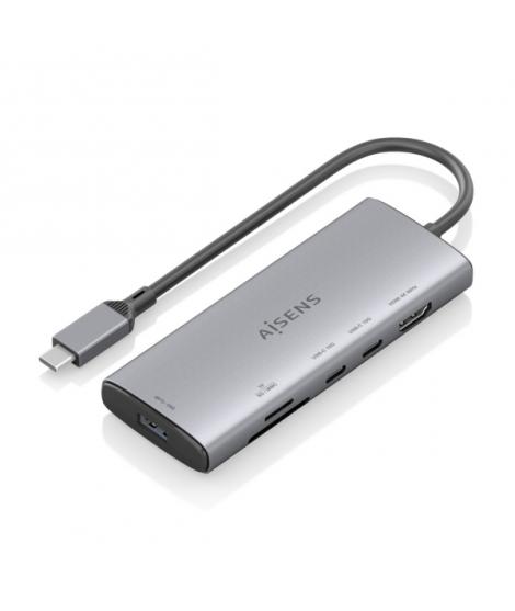 Aisens USB-C Dock 6 en 1 - USB-C a 1xHDMI - 1xUSB-A 10G - 2xUSB-C 10G - 1xSD - 1xMicroSD - 20cm - Color Gris