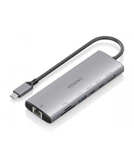 Aisens USB-C Dock 7 en 1 - USB-C a 1xHDMI - 1xRJ45 - 1xUSB-A 10G - 2xUSB-C 10G - 1xSD - 1xMicroSD - 20cm - Color Gris