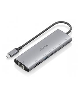 Aisens USB-C Dock 8 en 1 - USB-C a 1xHDMI - 1xRJ45 - 1xUSB-A 10G - 2xUSB-C 10G - 1xUSB-C PD 100W - 1xSD - 1xMicroSD - 20cm - Col