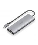 Aisens USB-C Dock 8 en 1 - USB-C a 1xHDMI - 1xRJ45 - 1xUSB-A 10G - 2xUSB-C 10G - 1xUSB-C PD 100W - 1xSD - 1xMicroSD - 20cm - Col