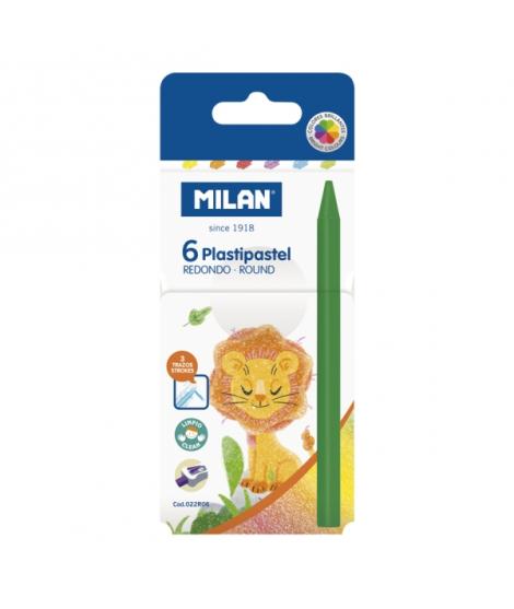 Milan Plastipastel Pack de 6 Ceras de Colores Redondas - Colores Surtidos
