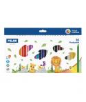 Milan Plastipastel Pack de 30 Ceras de Colores Redondas - Contiene 3 Ceras Fluo y 2 Metal - Colores Surtidos