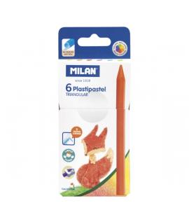 Milan Plastipastel Pack de 6 Ceras de Colores Triangulares - Colores Surtidos