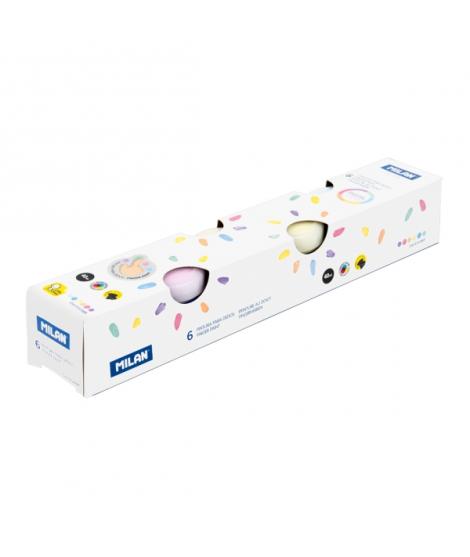 Milan Pack de 6 Tarros de Pintura para Dedos - 40ml por Unidad - Mezclable - Lavable - Colores Pasteles Surtidos
