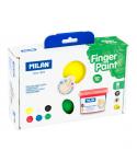 Milan Pack de 6 Tarros de Pintura para Dedos - 100ml por Unidad - Mezclable - Lavable - Colores Surtidos