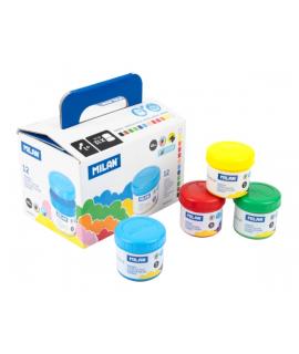 Milan Pack de 6 Tarros de Tempera - 40ml por Unidad - Incluye Pincel - Mezclable - Colores Surtidos